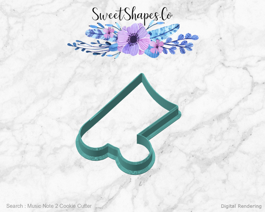 Music Note 2 Cookie Cutter — angled front view