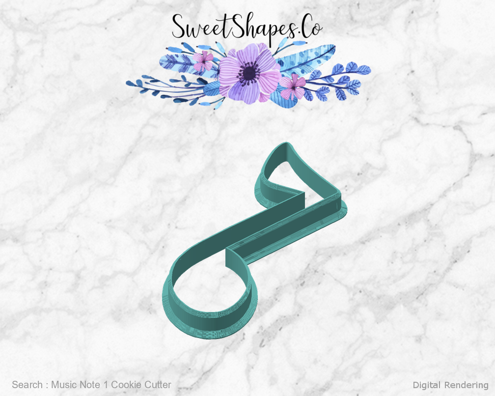 Music Note 1 Cookie Cutter — angled front view