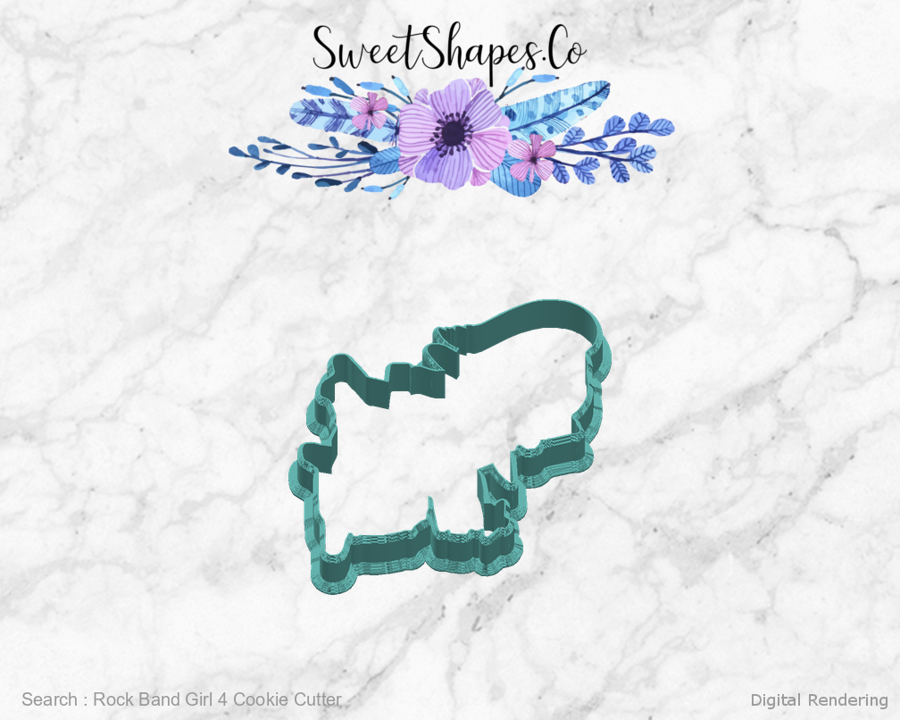 Rock Band Girl 4 Cookie Cutter — right view
