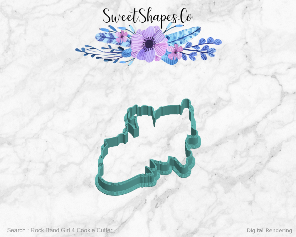 Rock Band Girl 4 Cookie Cutter — left view