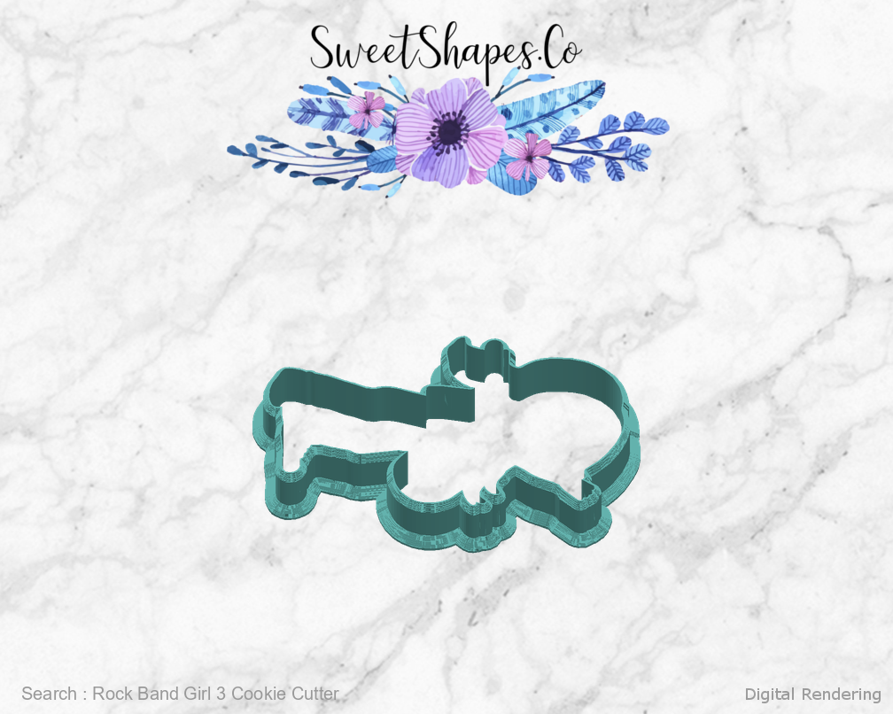 Rock Band Girl 3 Cookie Cutter — right view