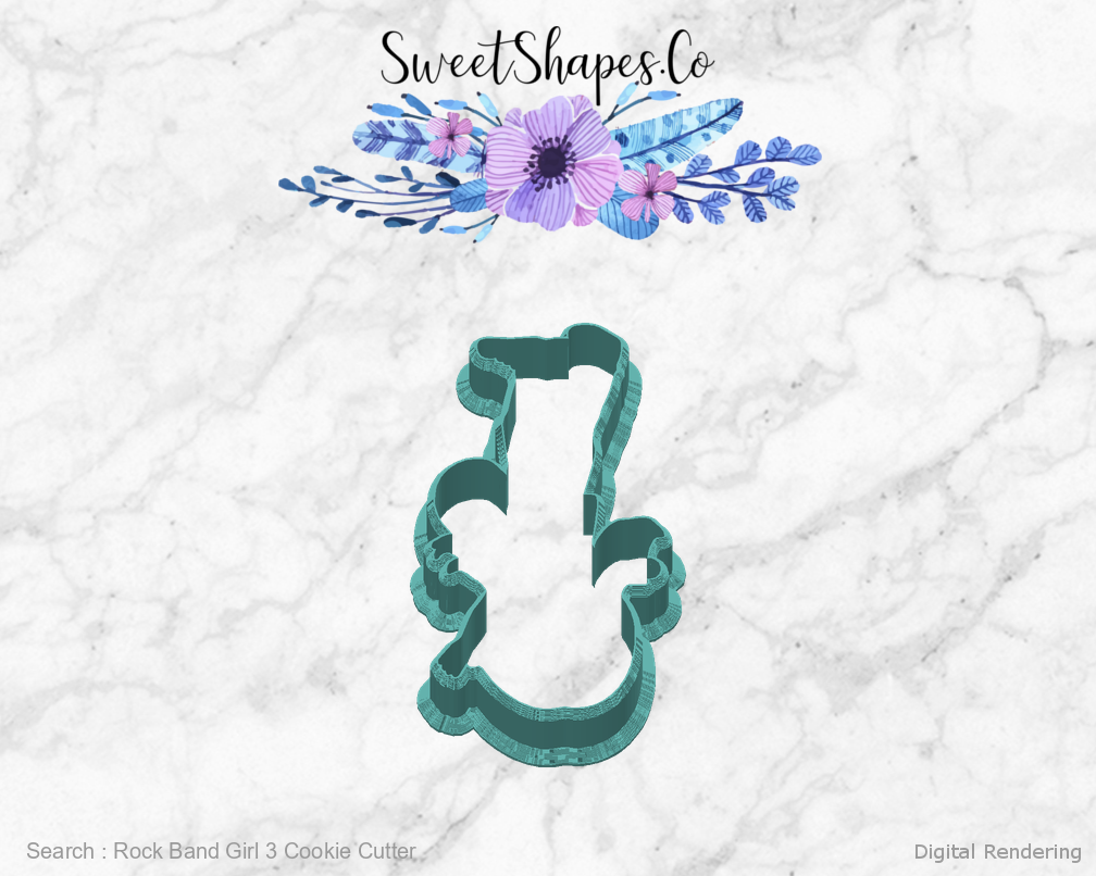 Rock Band Girl 3 Cookie Cutter — back view