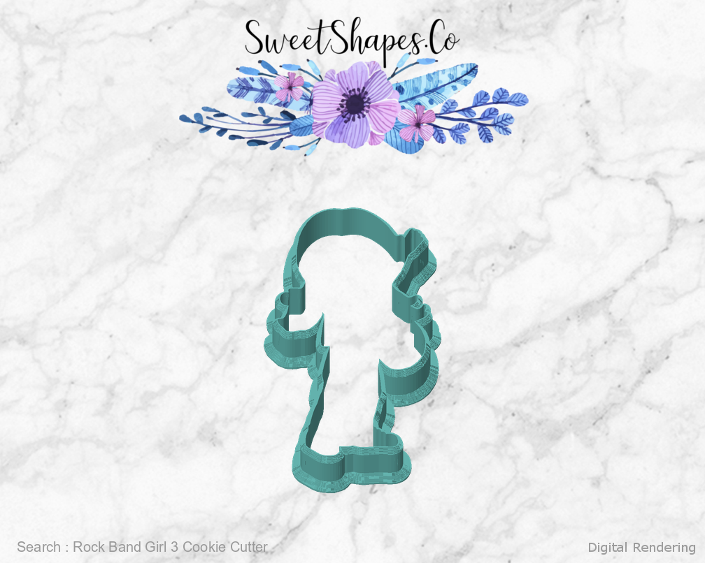 Rock Band Girl 3 Cookie Cutter — front view