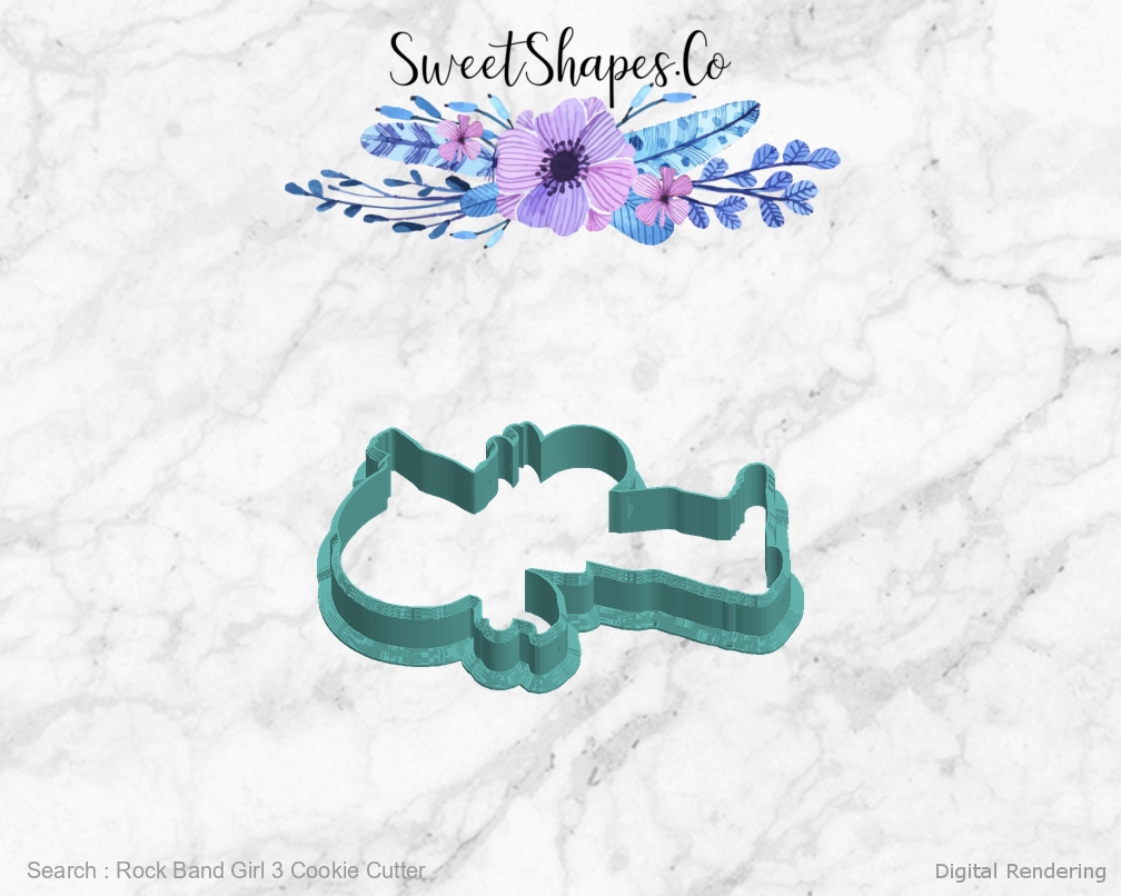 Rock Band Girl 3 Cookie Cutter — left view
