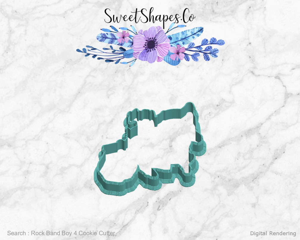 Rock Band Boy 4 Cookie Cutter — left view