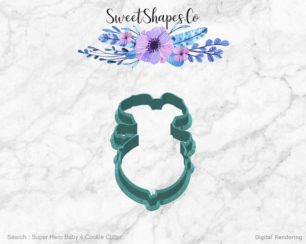 Super Hero Baby 4 Cookie Cutter — back view