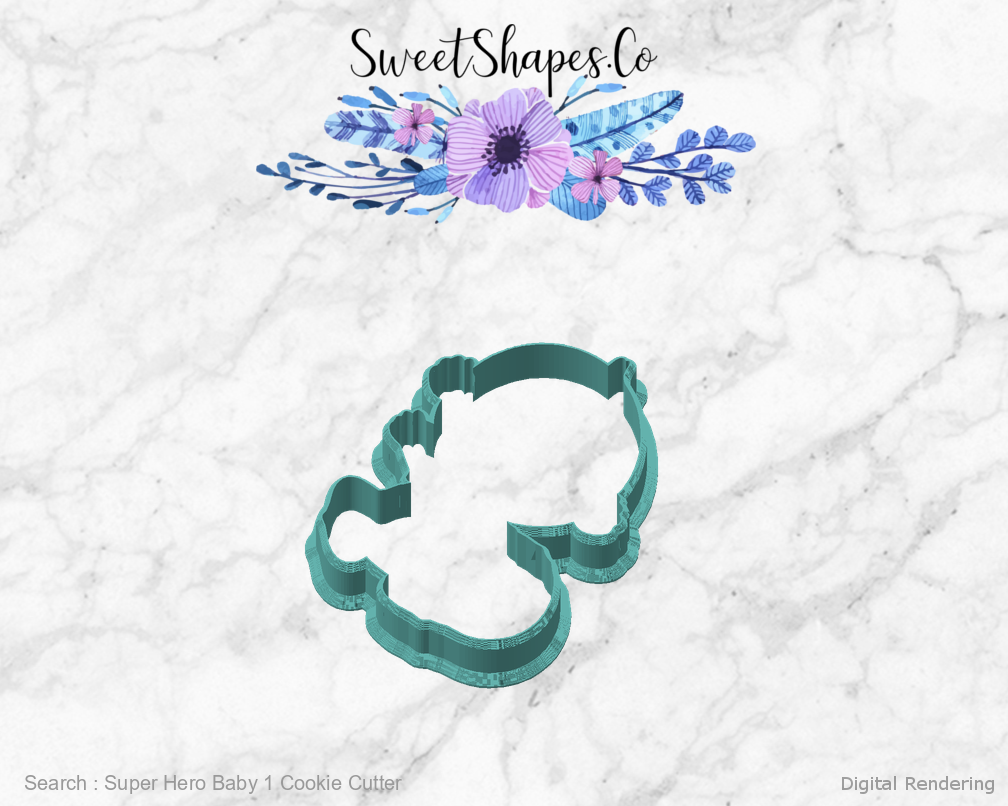 Super Hero Baby 1 Cookie Cutter — angled front view