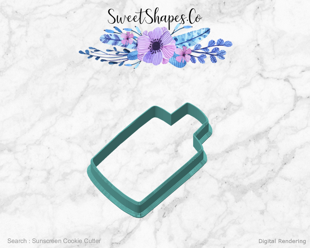 Sunscreen Cookie Cutter — angled front view
