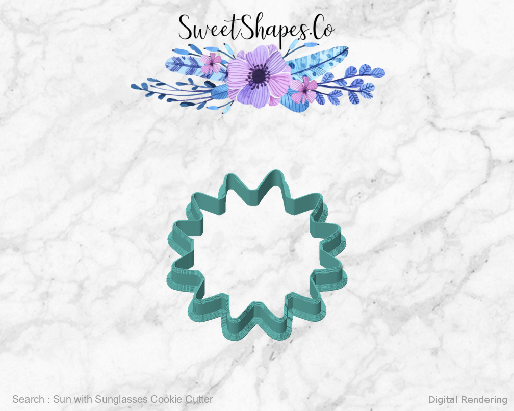 Sun with Sunglasses Cookie Cutter — front view