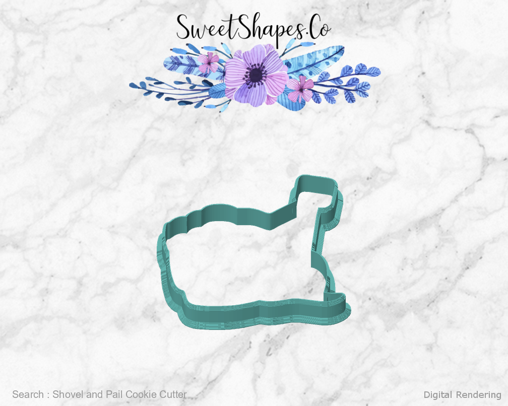 Shovel and Pail Cookie Cutter — front view