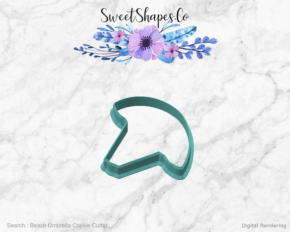 Beach Umbrella Cookie Cutter — angled front view