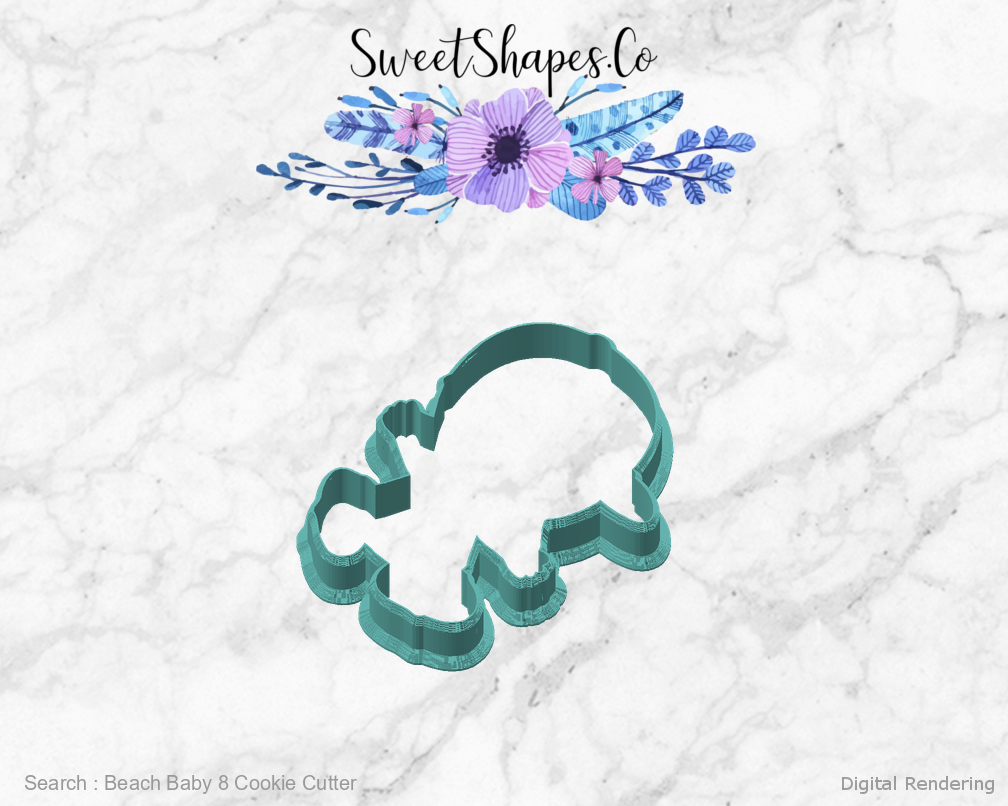 Beach Baby 8 Cookie Cutter — angled front view