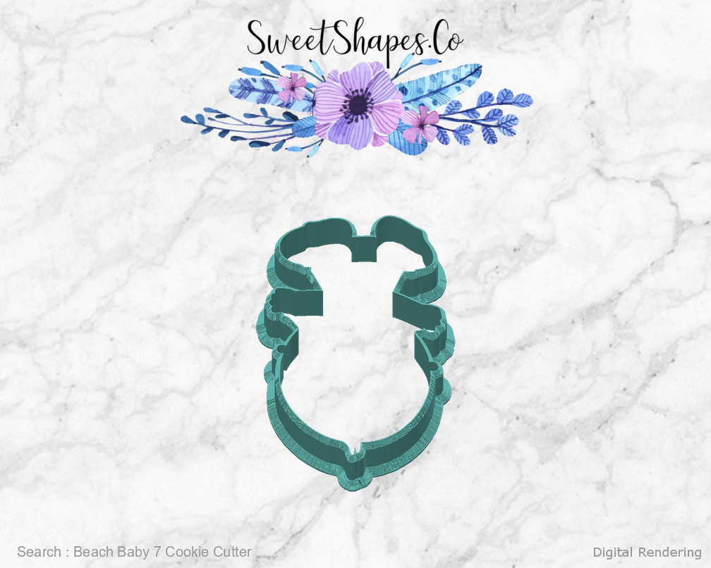 Beach Baby 7 Cookie Cutter — back view