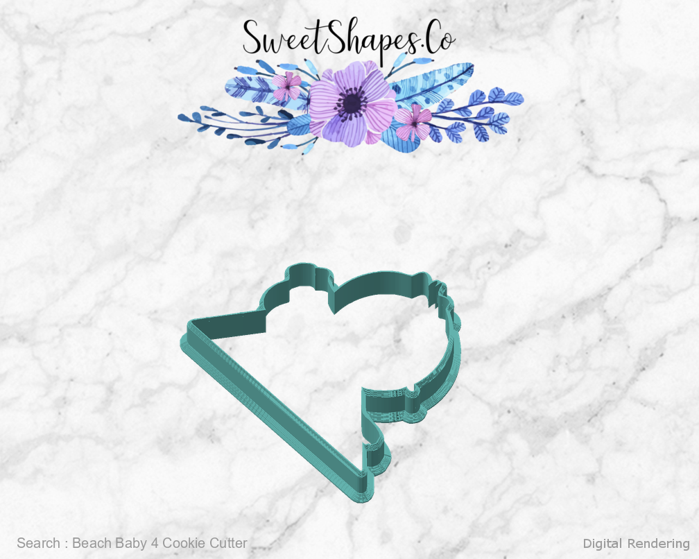Beach Baby 4 Cookie Cutter — angled front view