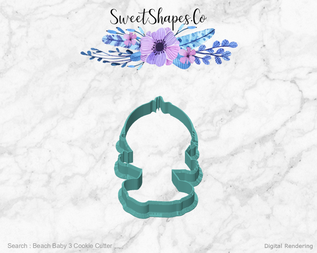 Beach Baby 3 Cookie Cutter — front view