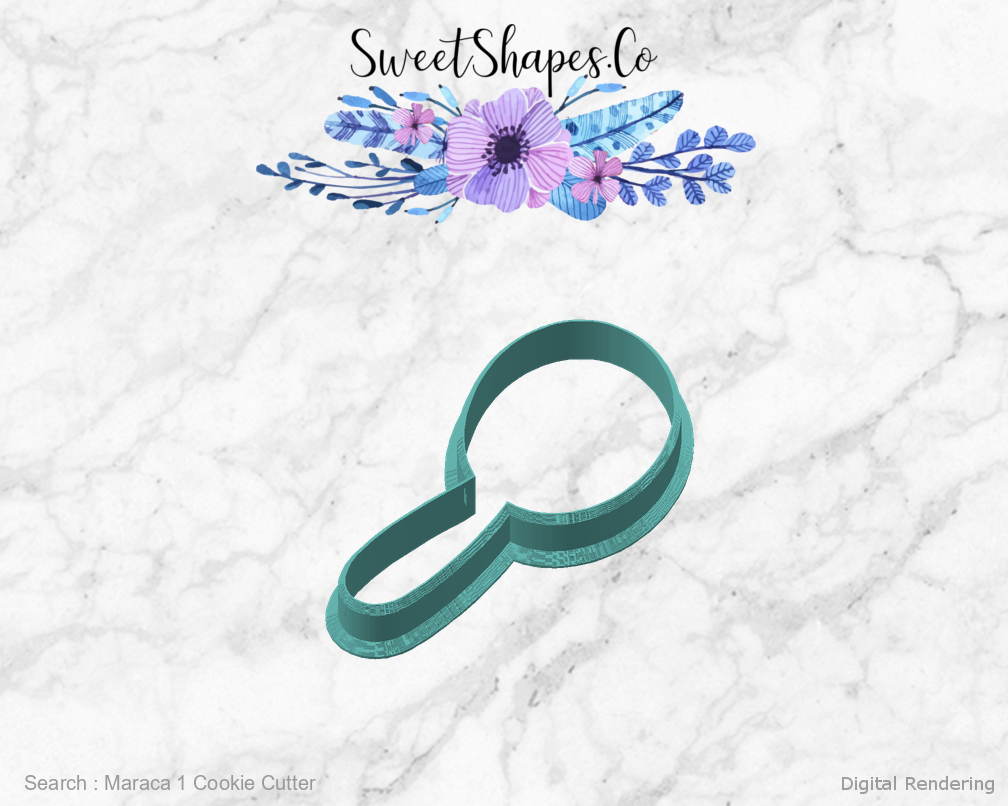 Maraca 1 Cookie Cutter — angled front view