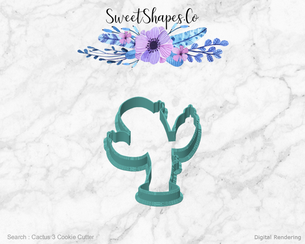 Cactus 3 Cookie Cutter — front view