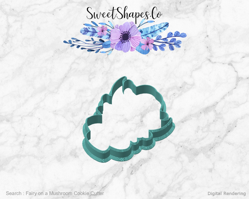 Fairy on a Mushroom Cookie Cutter — angled front view