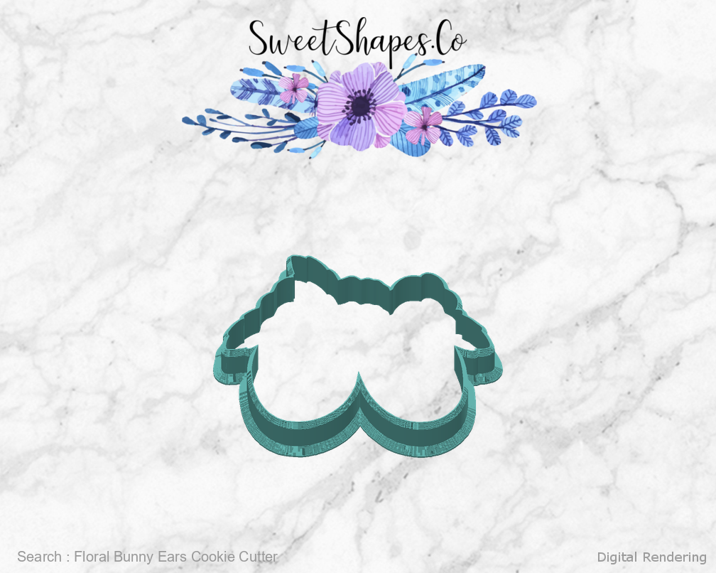 Floral Bunny Ears Cookie Cutter — back view