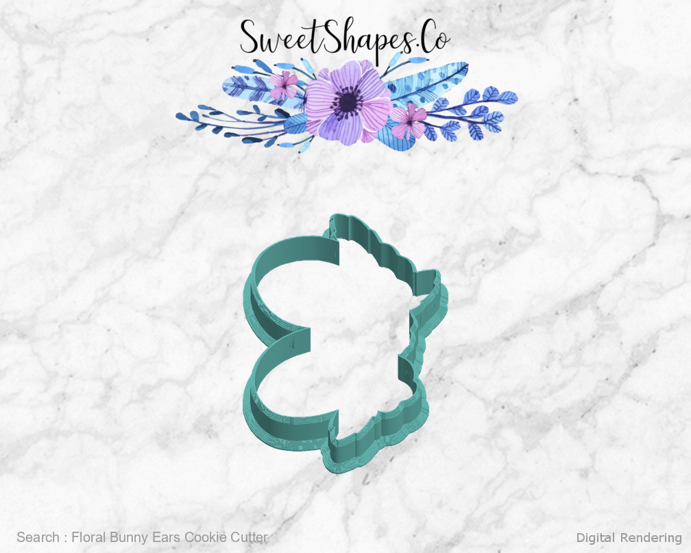 Floral Bunny Ears Cookie Cutter — left view