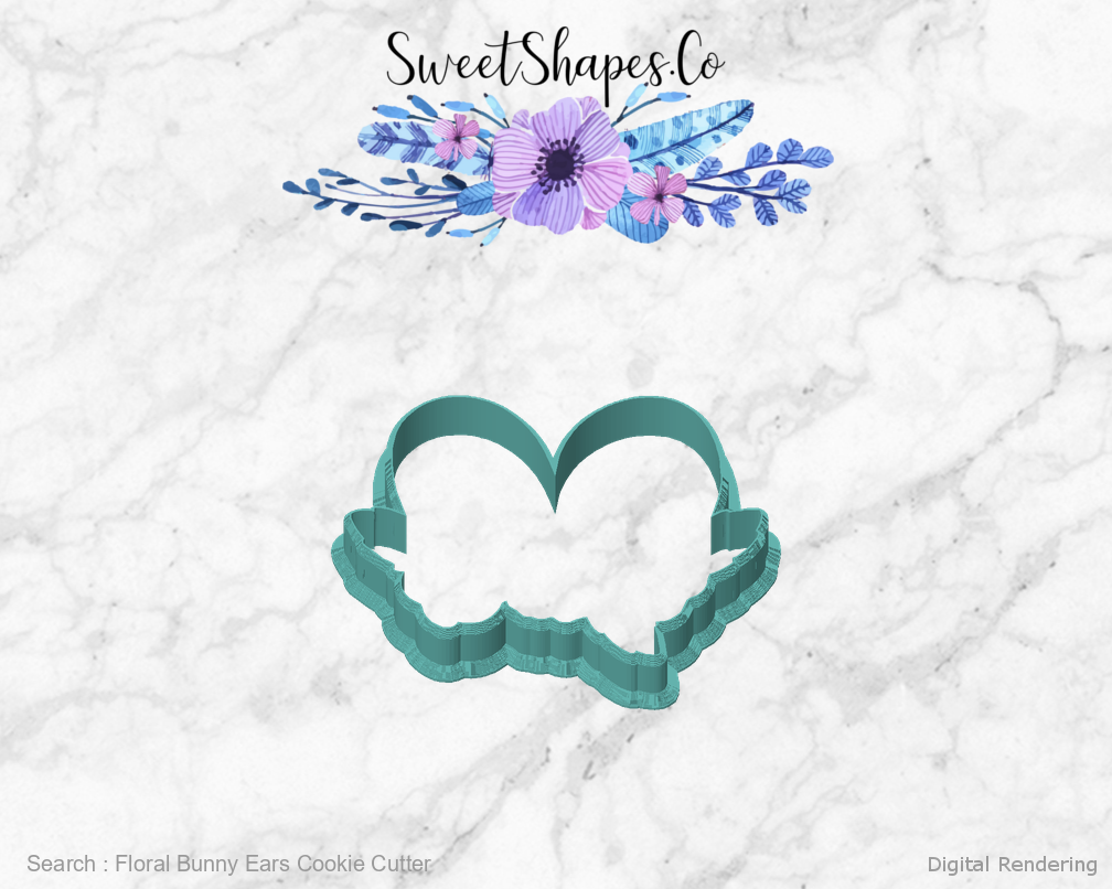 Floral Bunny Ears Cookie Cutter — front view