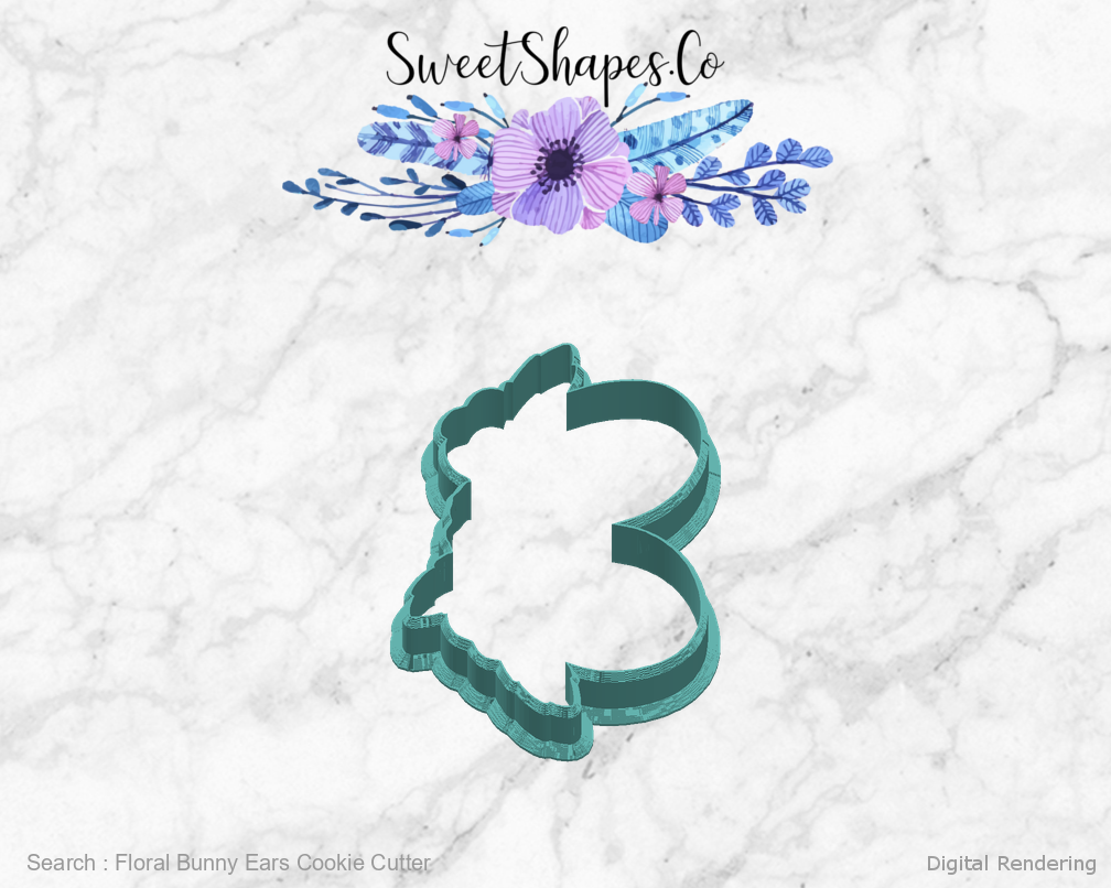 Floral Bunny Ears Cookie Cutter — right view