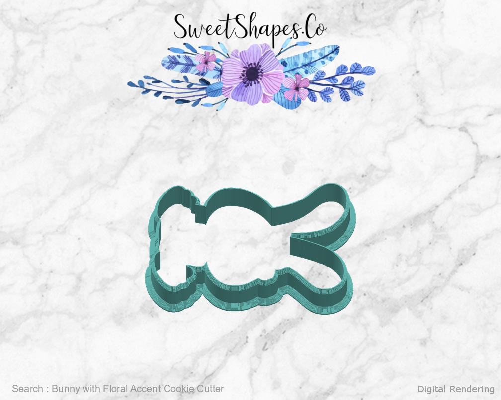Bunny with Floral Accent Cookie Cutter — right view