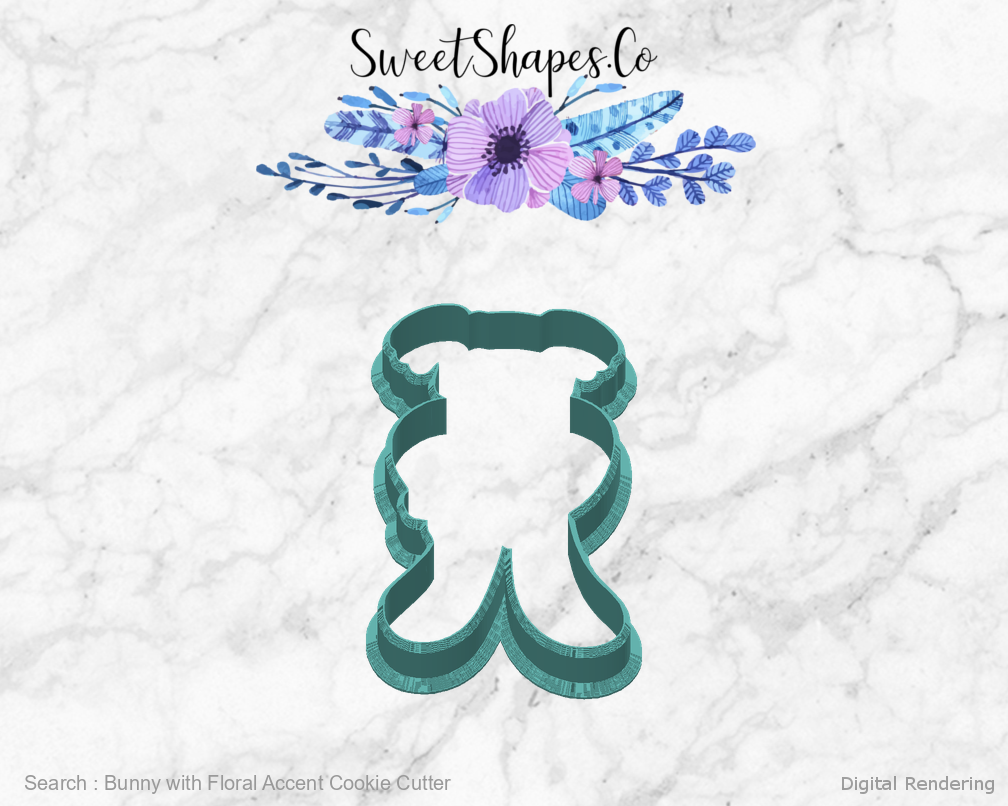 Bunny with Floral Accent Cookie Cutter — back view