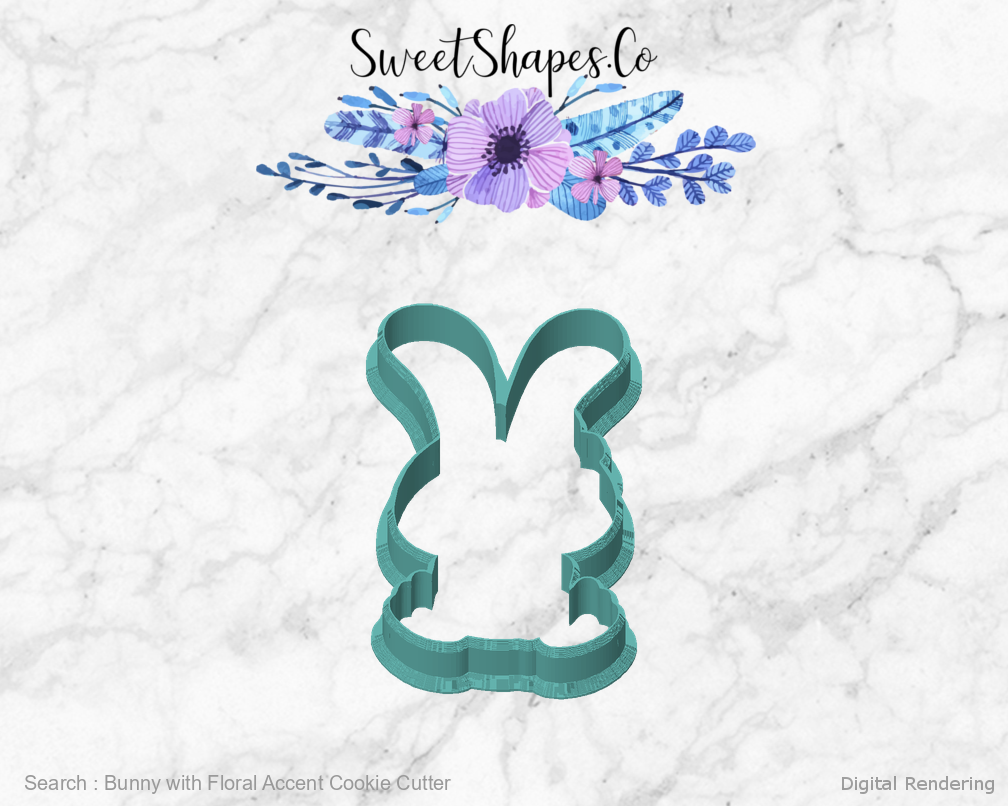 Bunny with Floral Accent Cookie Cutter — front view