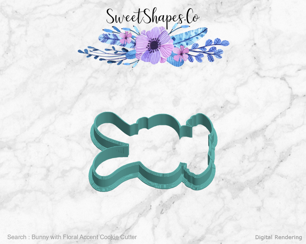 Bunny with Floral Accent Cookie Cutter — left view