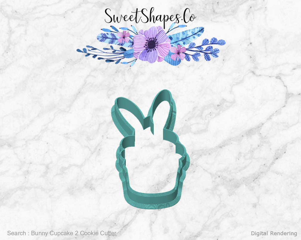 Bunny Cupcake 2 Cookie Cutter — front view