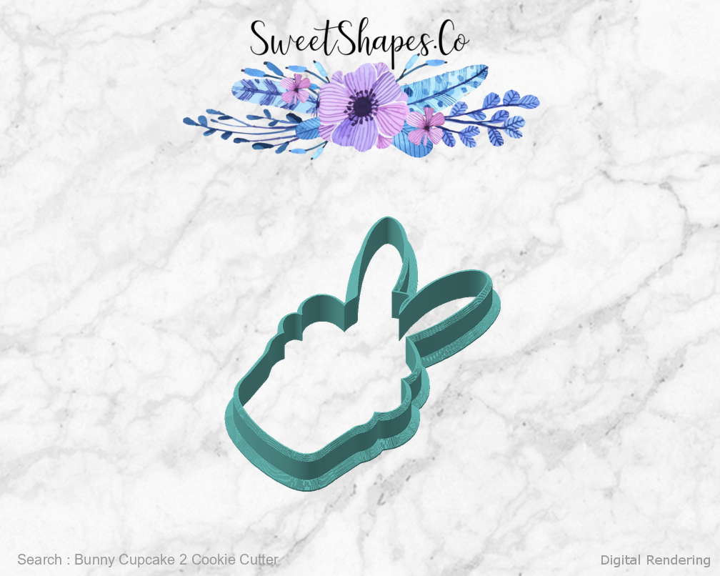 Bunny Cupcake 2 Cookie Cutter — angled front view