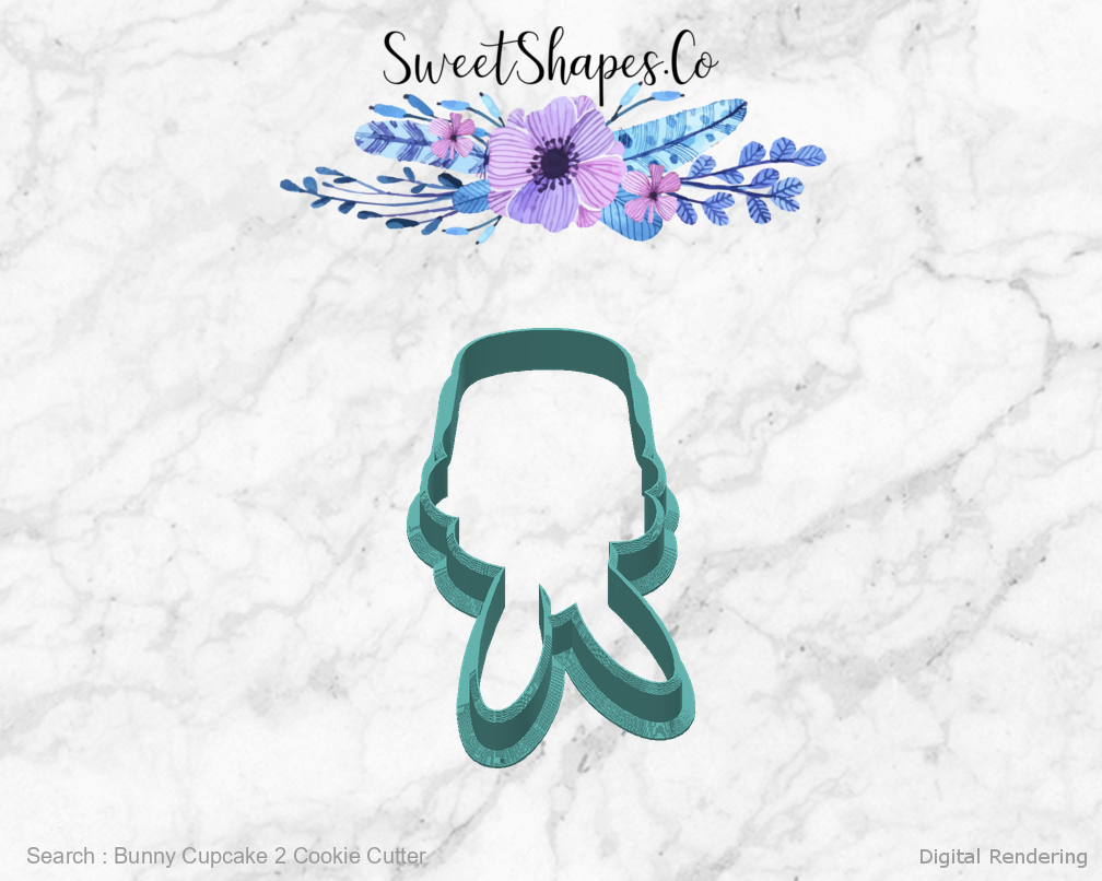 Bunny Cupcake 2 Cookie Cutter — back view