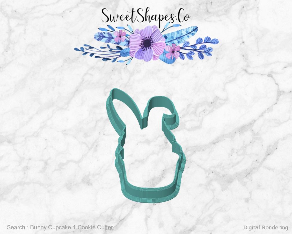 Bunny Cupcake 1 Cookie Cutter — front view