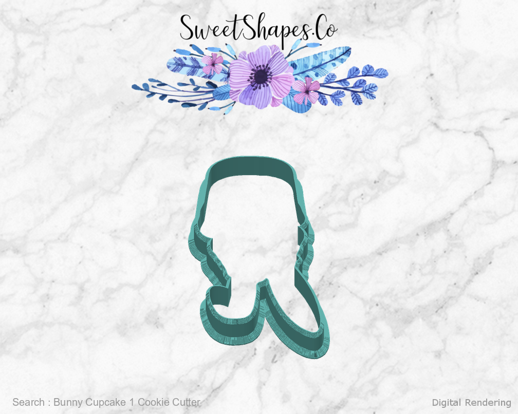 Bunny Cupcake 1 Cookie Cutter — back view