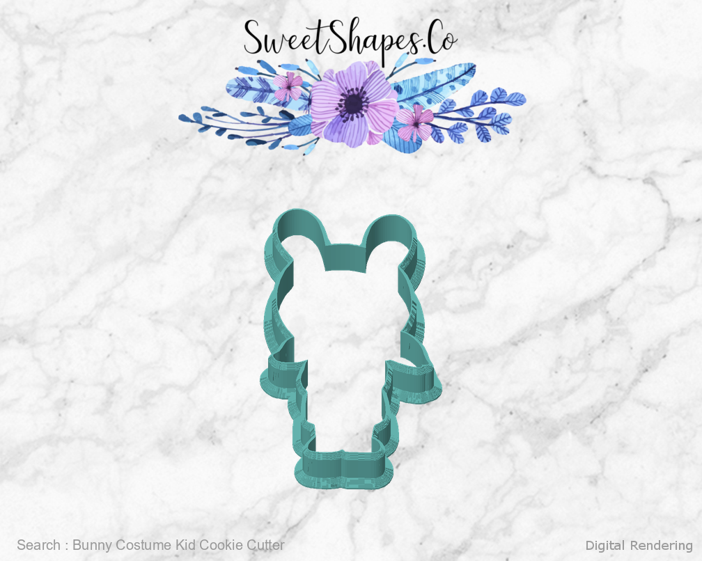 Bunny Costume Kid Cookie Cutter — front view