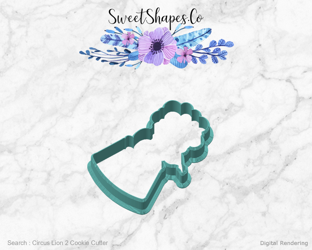 Circus Lion 2 Cookie Cutter — angled front view