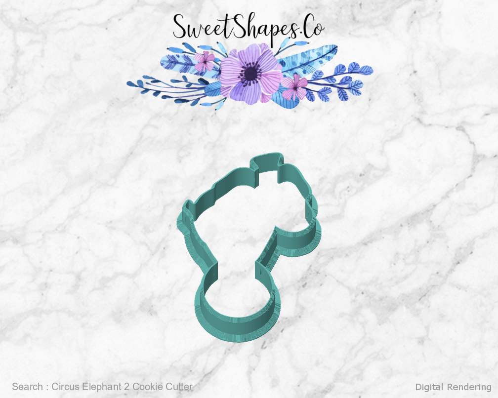 Circus Elephant 2 Cookie Cutter — front view