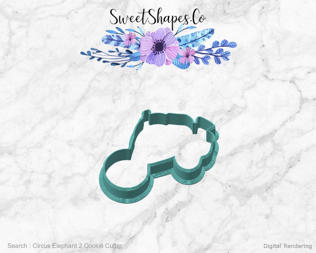Circus Elephant 2 Cookie Cutter — angled front view