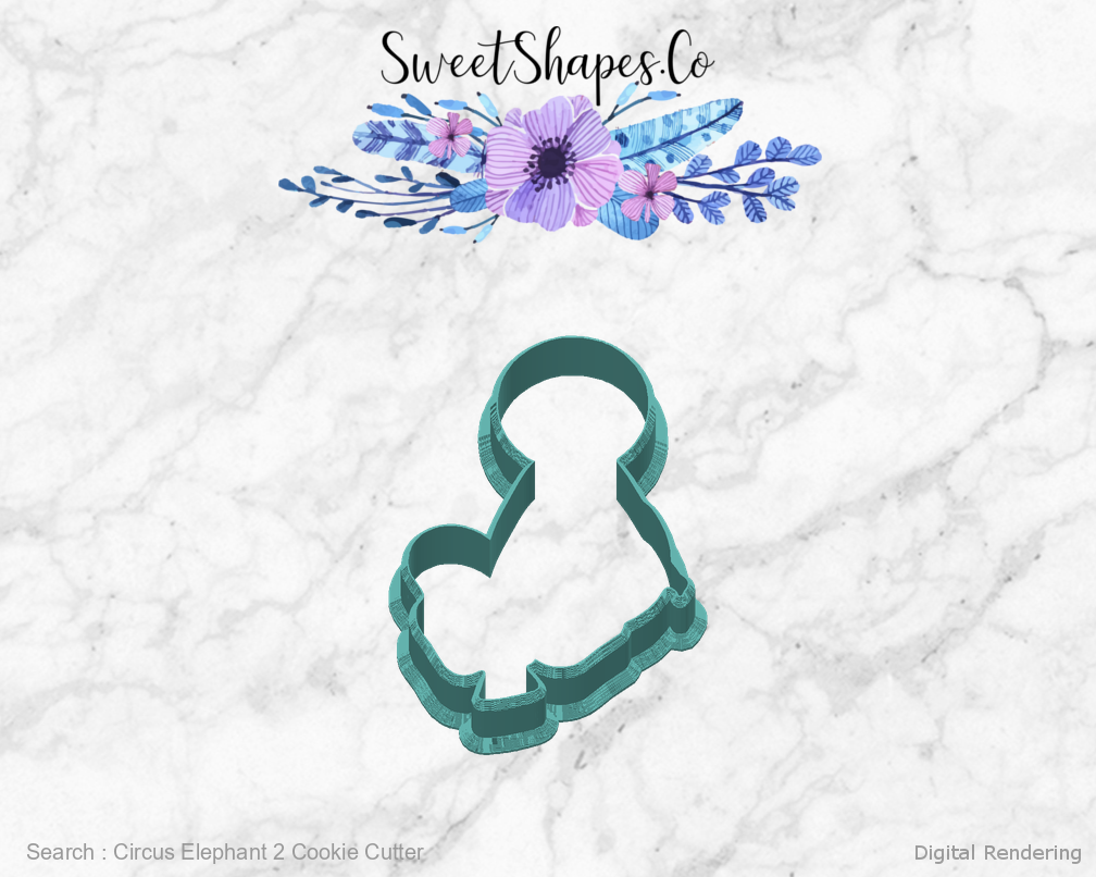 Circus Elephant 2 Cookie Cutter — back view