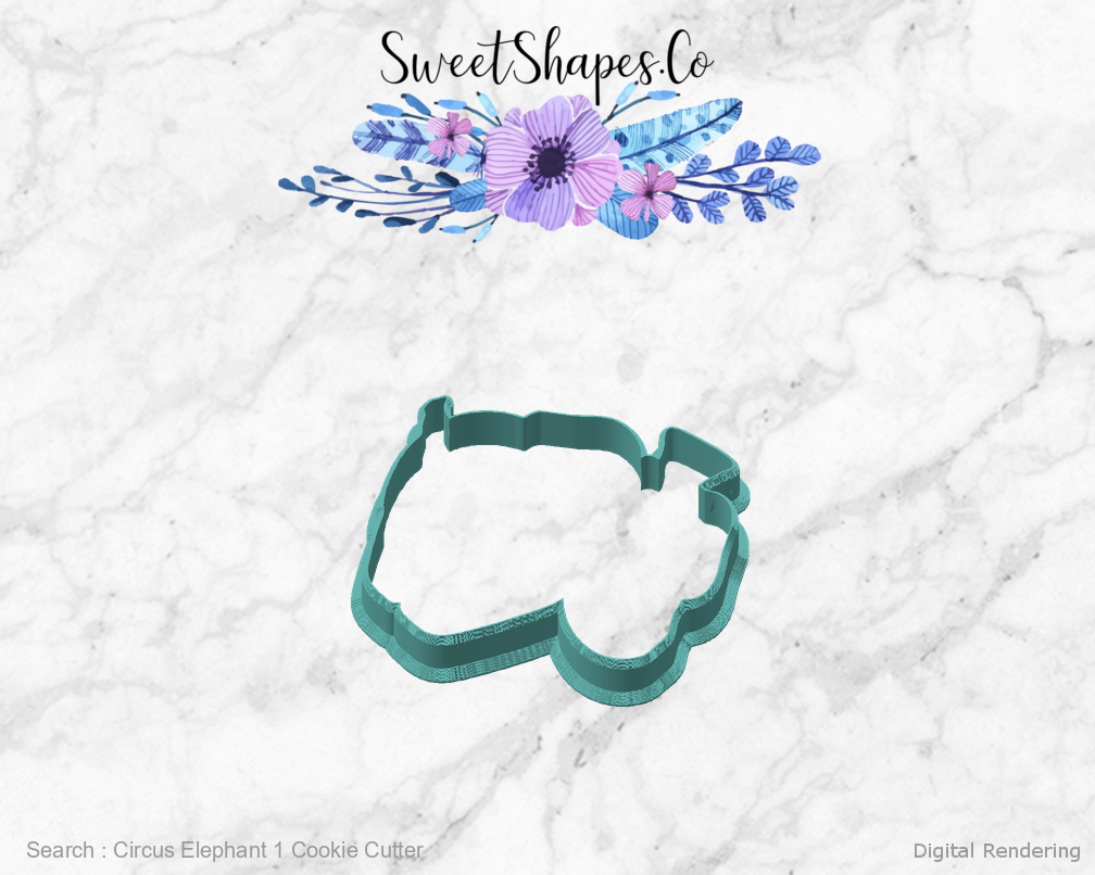 Circus Elephant 1 Cookie Cutter — angled front view