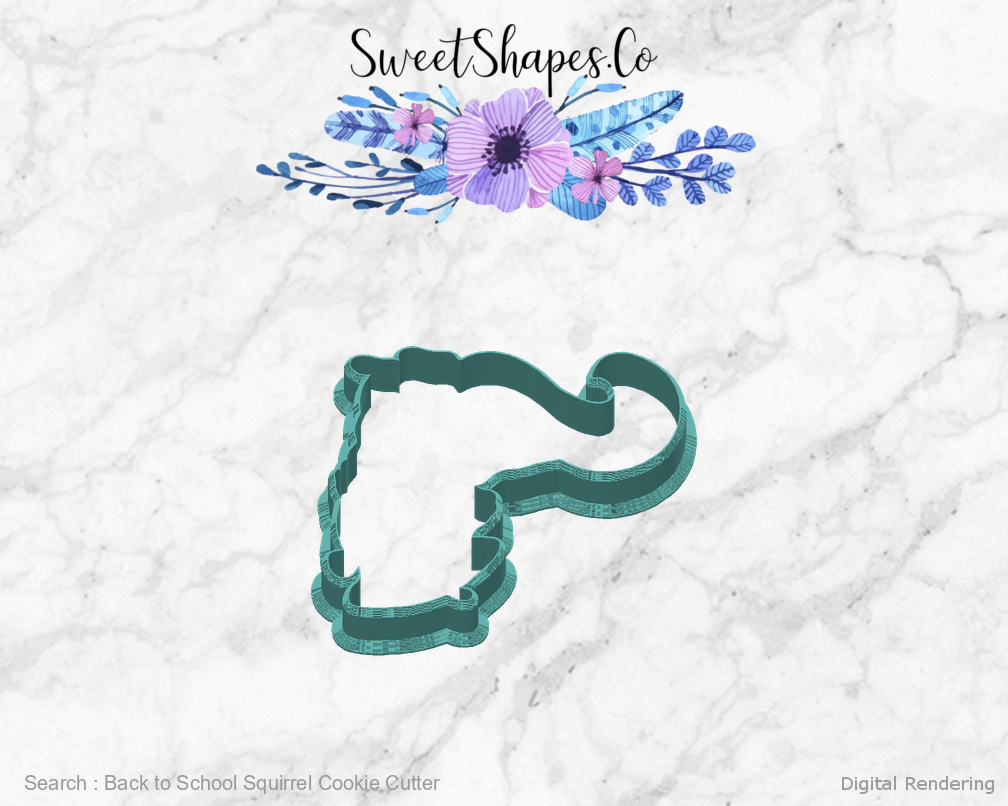 Back to School Squirrel Cookie Cutter — back view