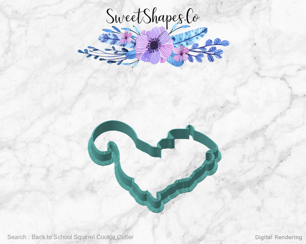 Back to School Squirrel Cookie Cutter — angled front view