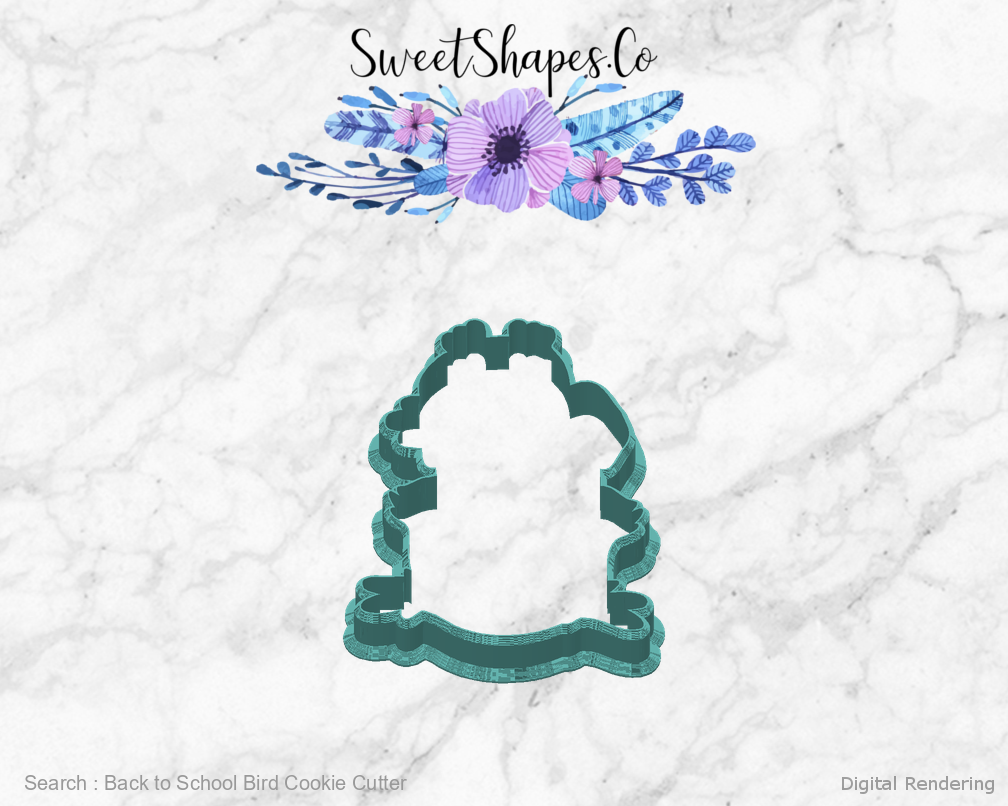 Back to School Bird Cookie Cutter — back view