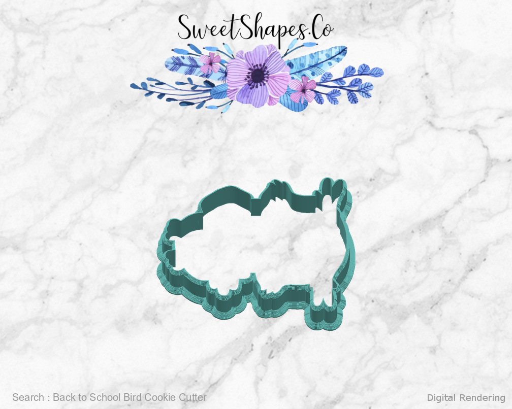 Back to School Bird Cookie Cutter — right view
