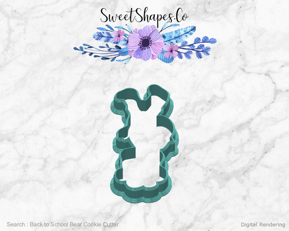 Back to School Bear Cookie Cutter — back view