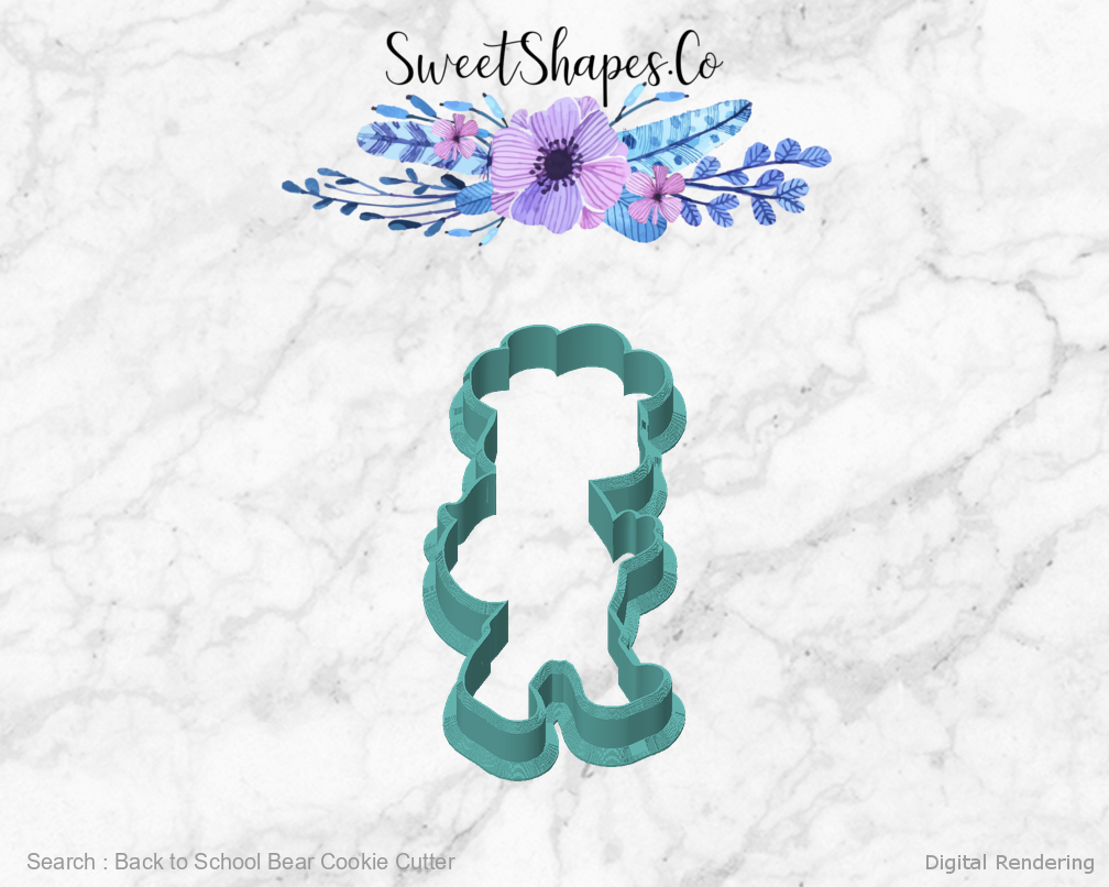 Back to School Bear Cookie Cutter — front view