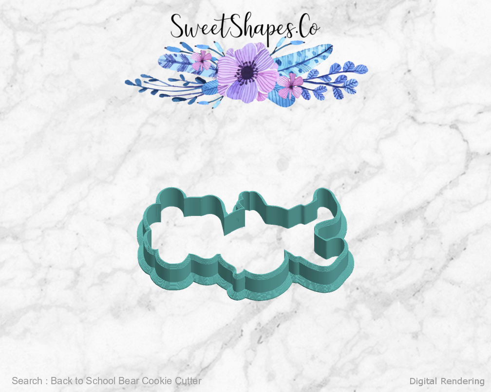 Back to School Bear Cookie Cutter — left view