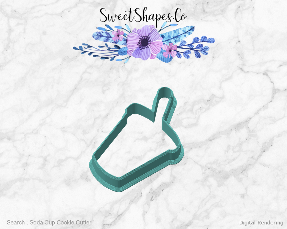 Soda Cup Cookie Cutter — angled front view