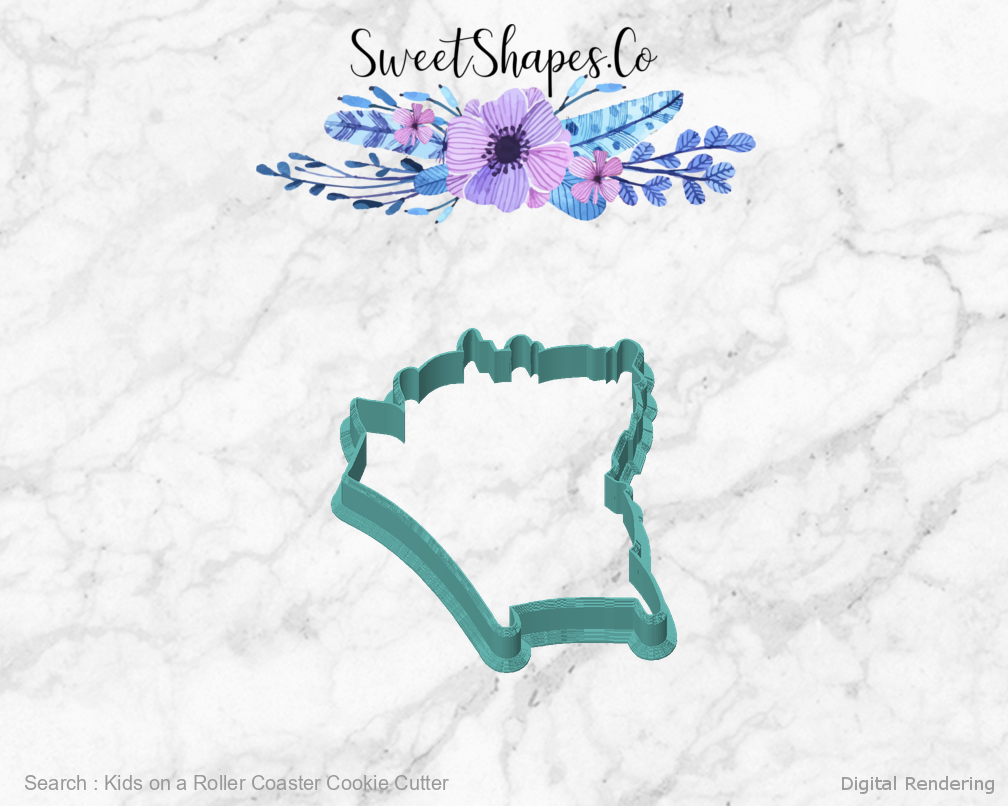 Kids on a Roller Coaster Cookie Cutter — front view